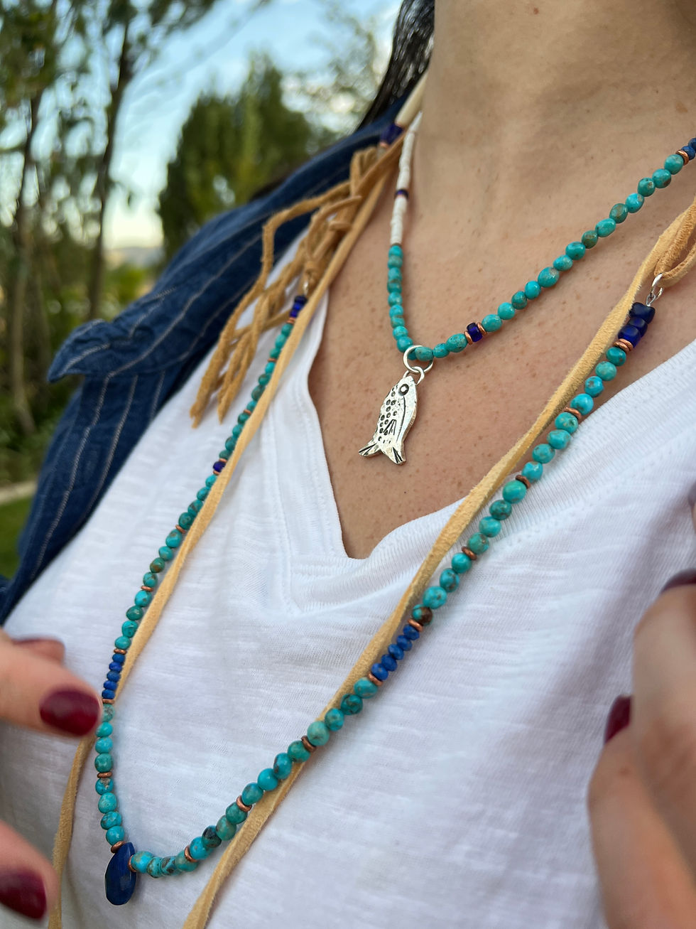 Thumbnail: Kingman Turquoise & Lapis Necklace
