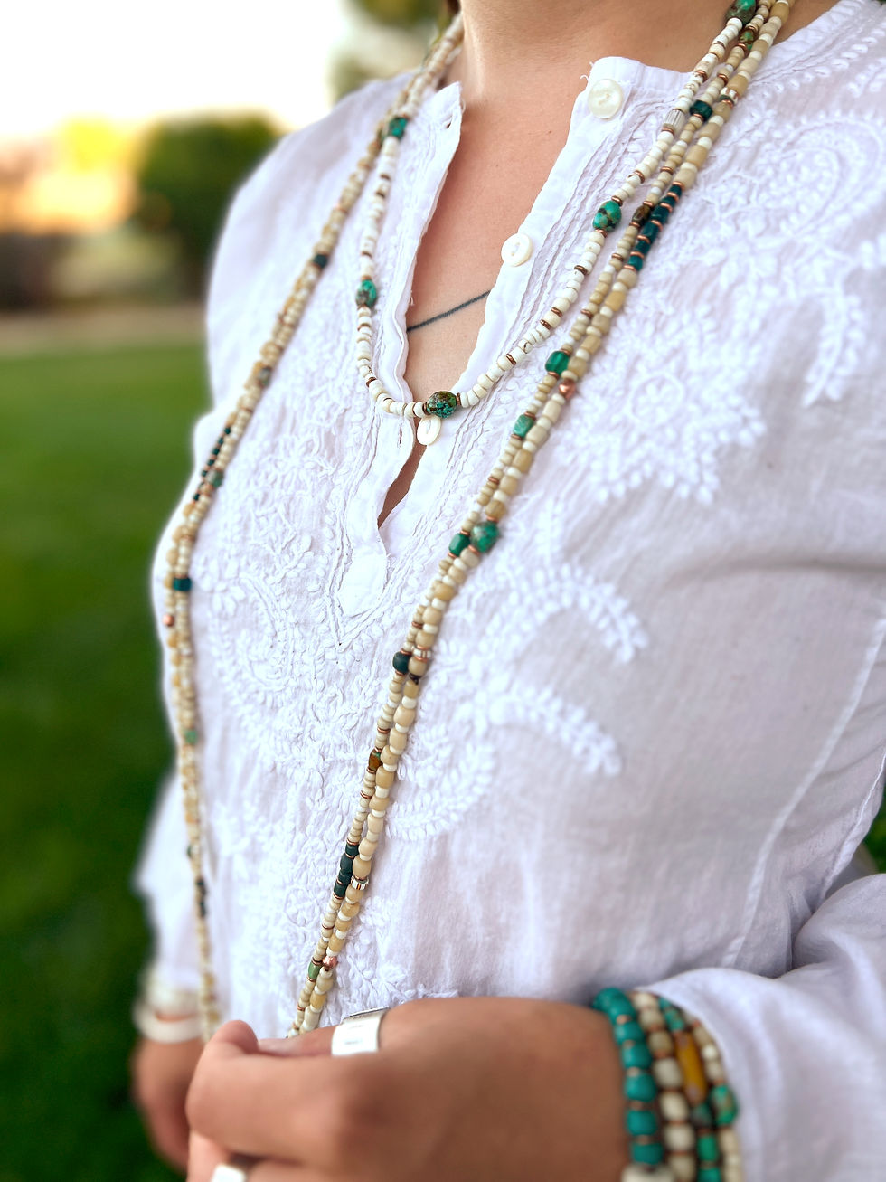Thumbnail: Wheat / Double Wrap Trade Necklace