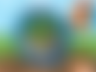 A cartoon hand holding a magnifying glass that is looking at a minecraft block.