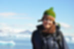 Photo of Julia with glaciers in the background