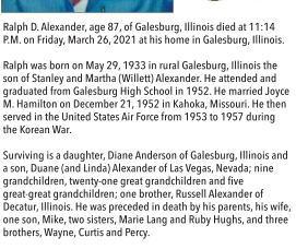 Ralph D. Alexander Obituary