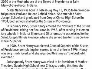 Sister Nancy Nolan, SP Obituary