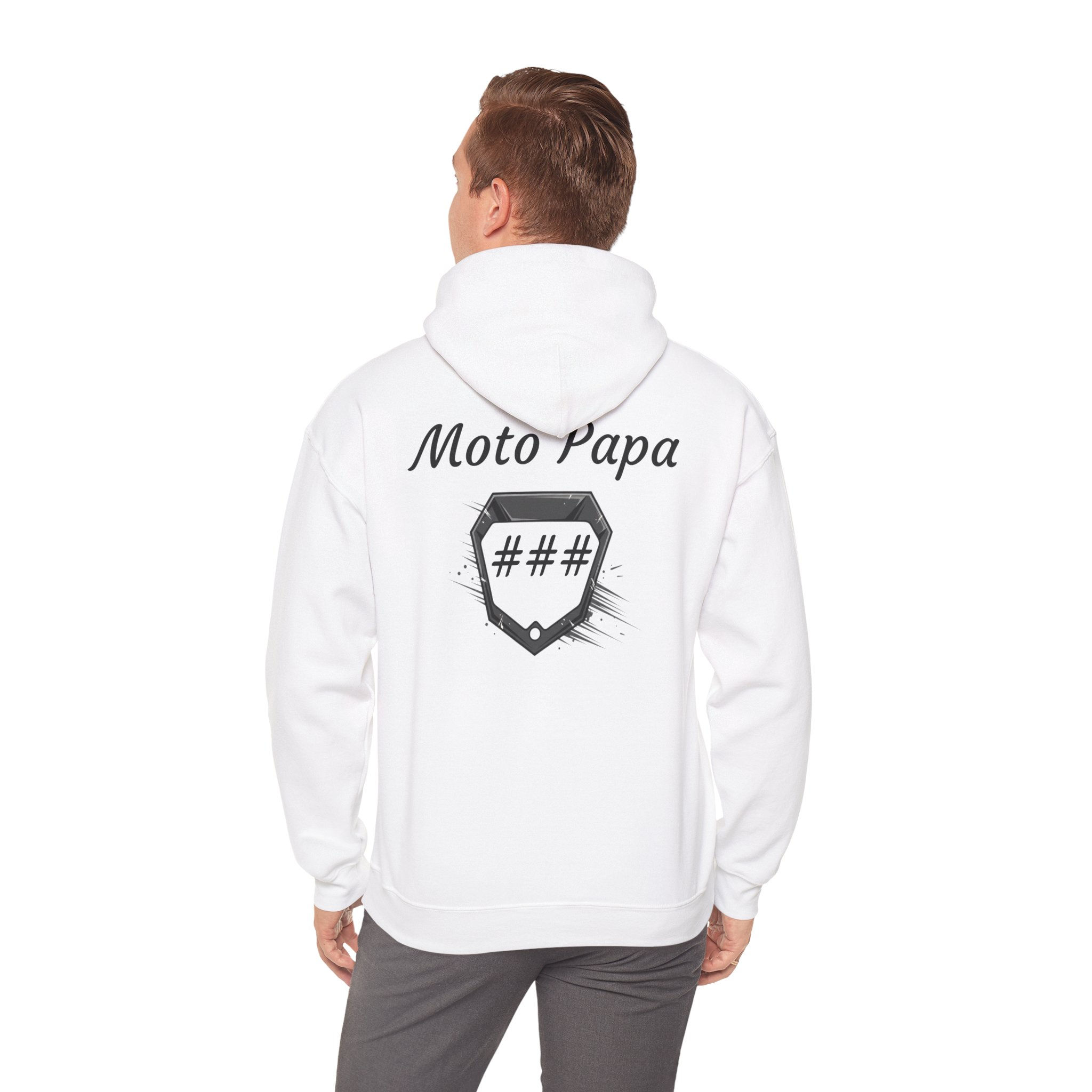 Moto Papa Hoodie — Custom Number Plate 