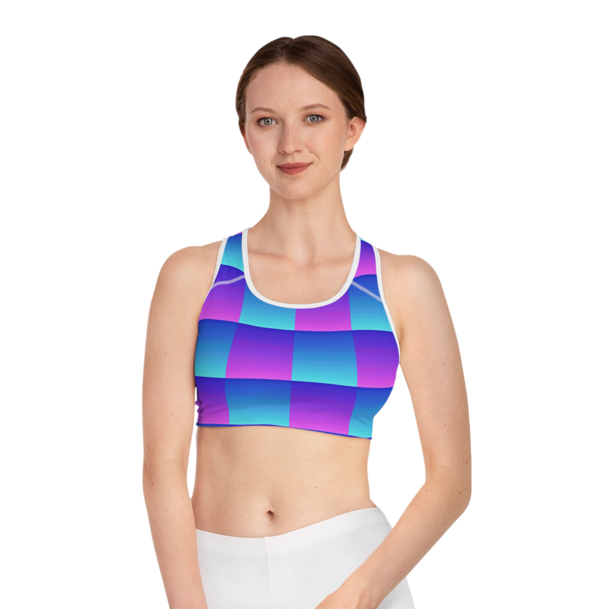Sports Bra - Purple/Blue Checkerboard