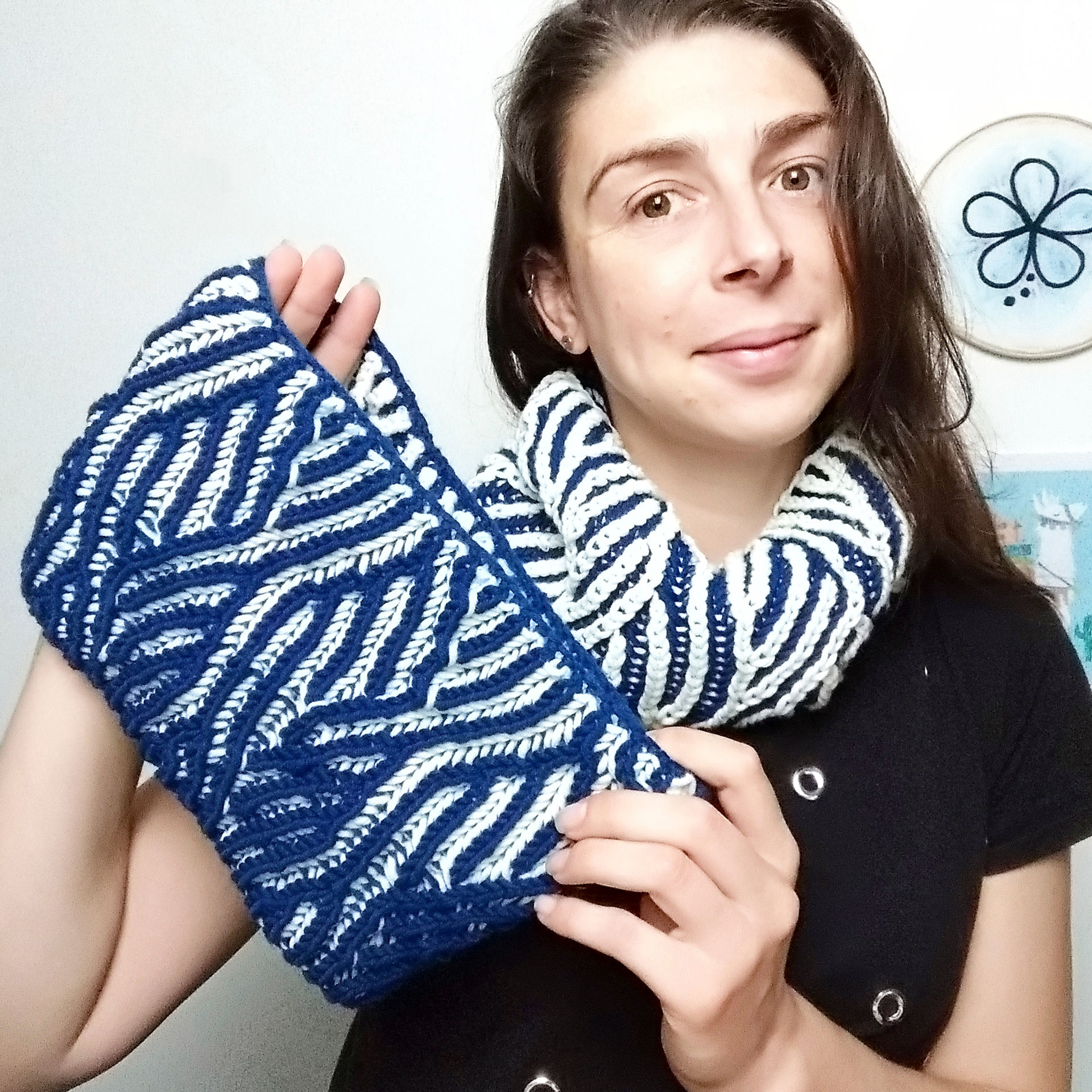 Curso gola Brioche em duas cores