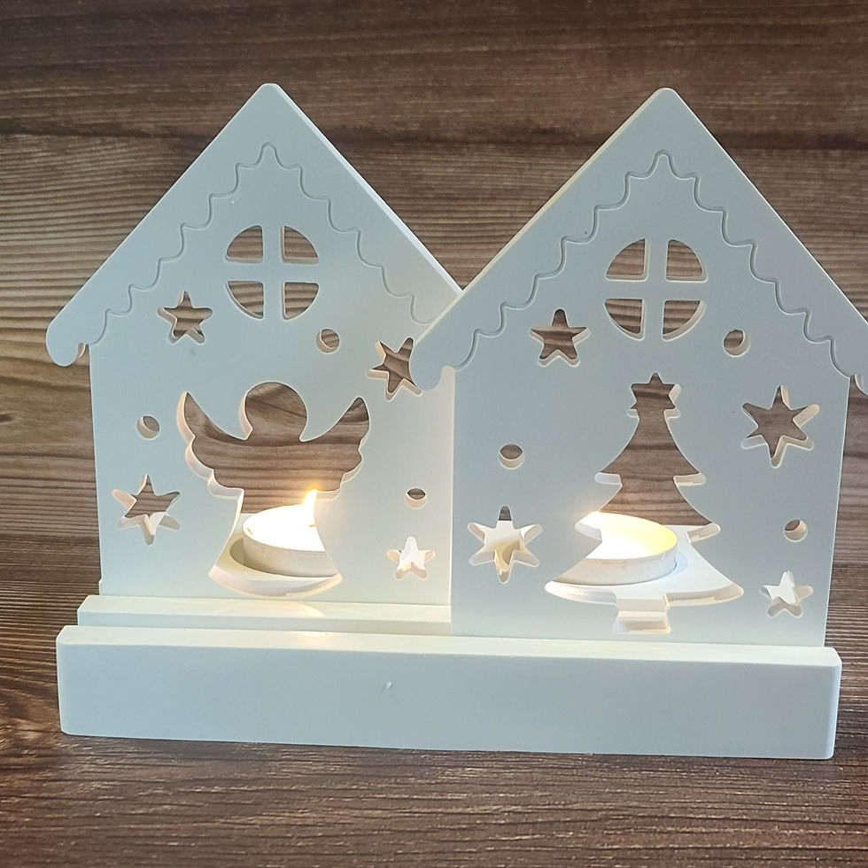 Doppelte Teelichthäuser „Engel & Tannenbaum“