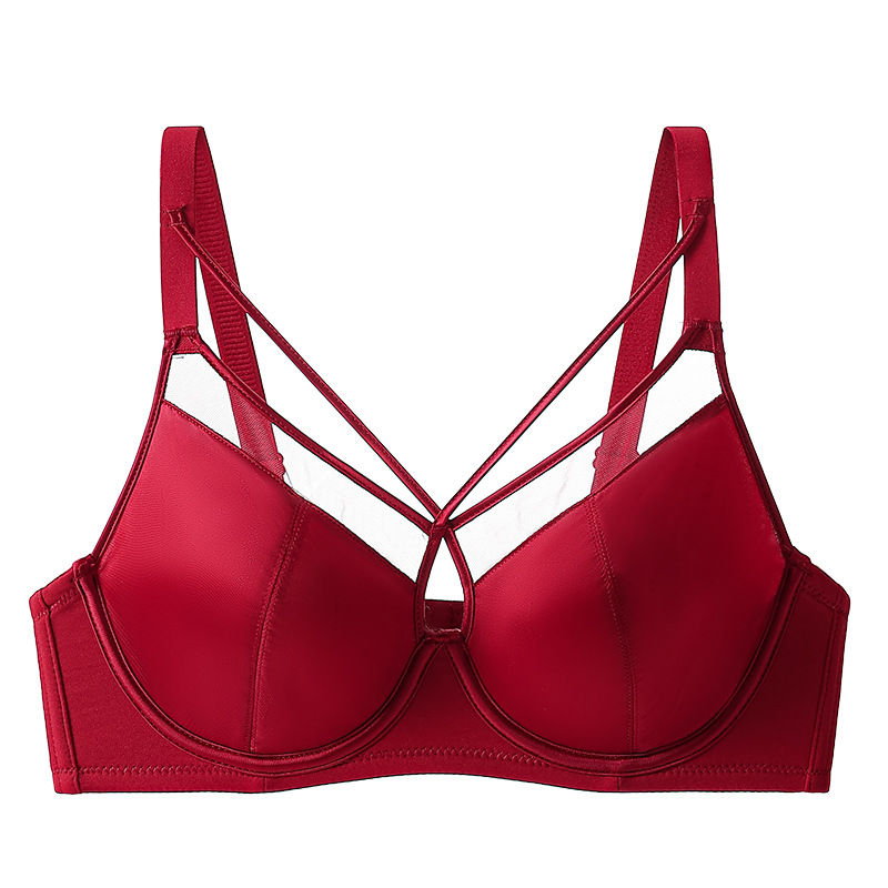 Thumbnail: Ultra-thin Large Chest Shiny Red Underwear Women's Sexy Anti-sagging Paramilis B
