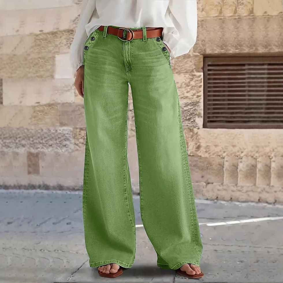 Thumbnail: New Women's Multi-Button Wide Leg Casual Jeans - High-Quality Denim Pants for St