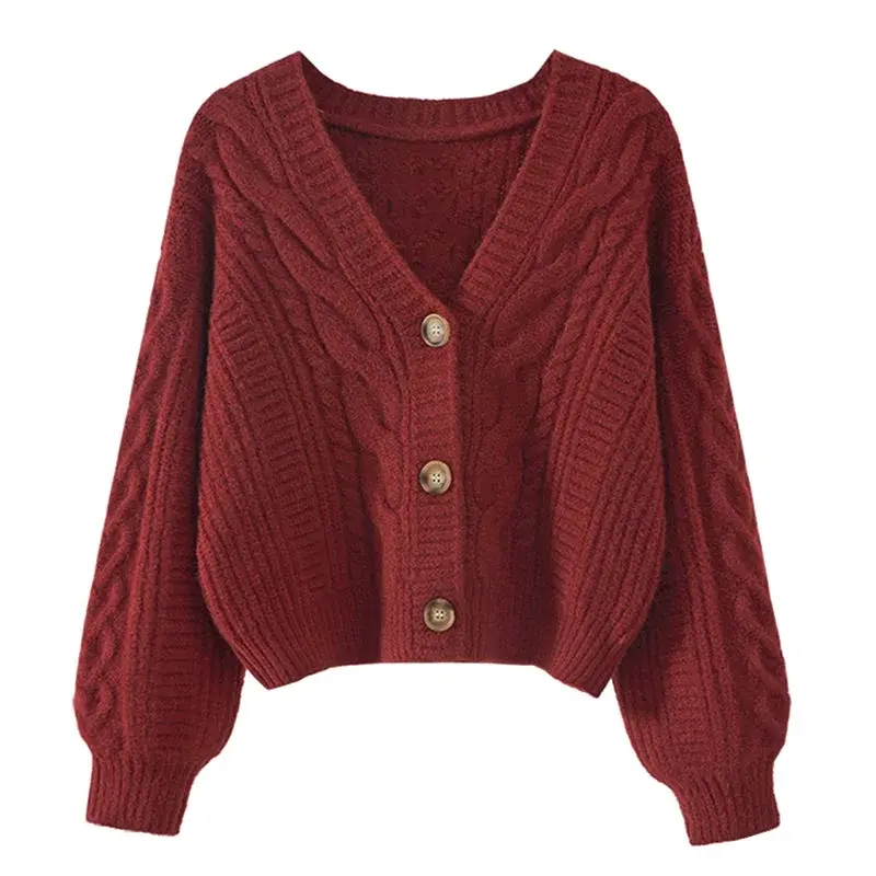 Thumbnail: Female Solid Sweater Women Knitted Coats Autumn Winter Fashion Cardigan Long Sle