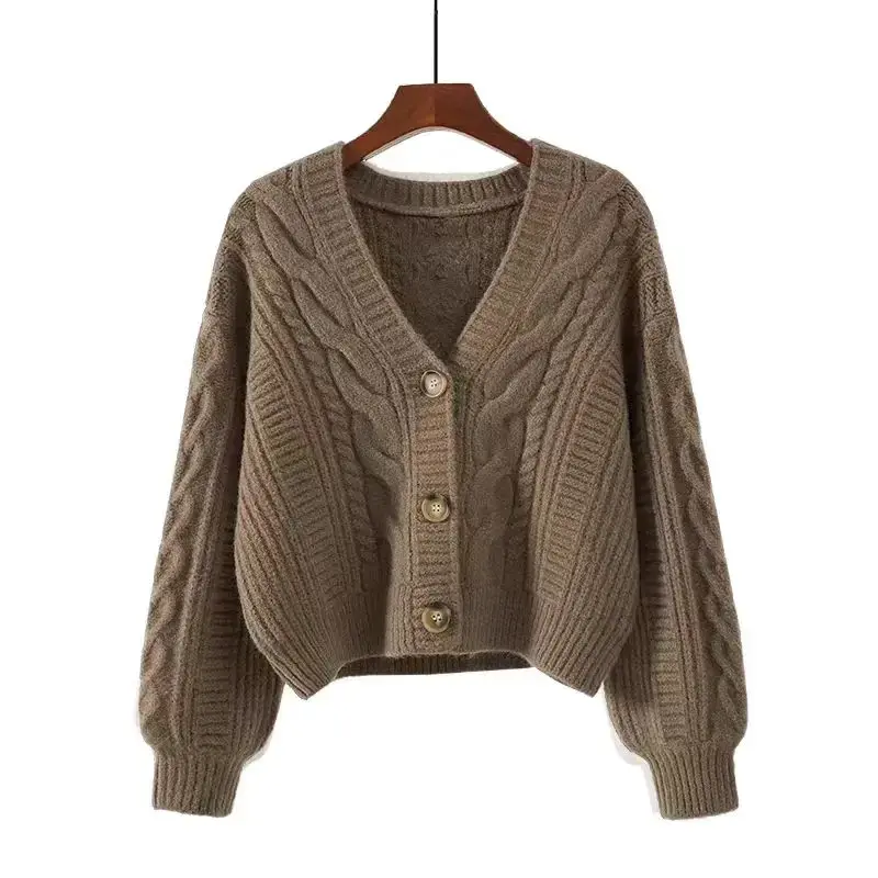 Thumbnail: Female Solid Sweater Women Knitted Coats Autumn Winter Fashion Cardigan Long Sle