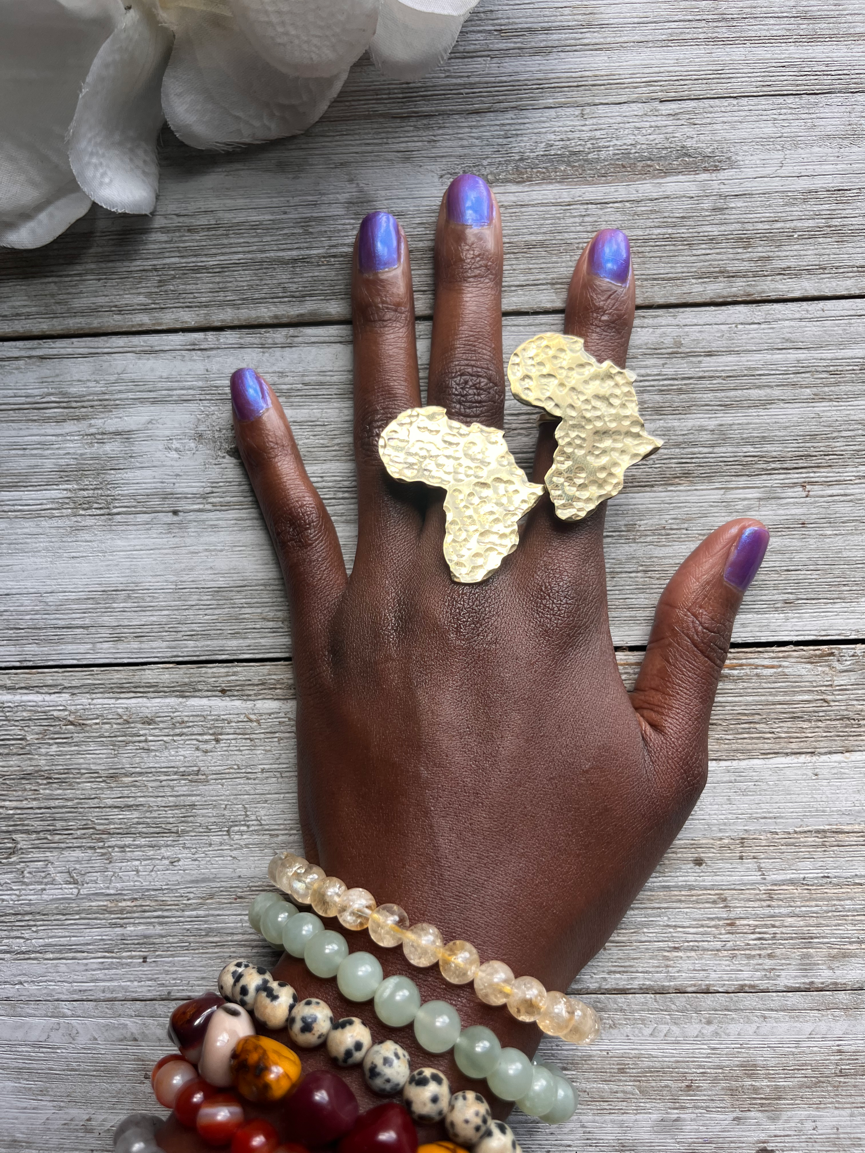 Medium Brass Africa Shaped Adjustable Ring