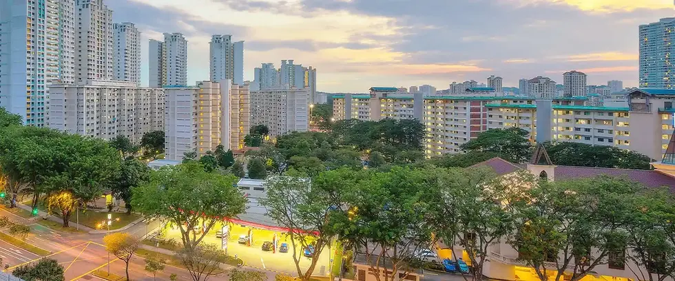 Image of a HDB town at sunset