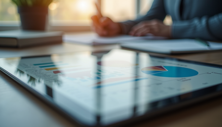 Nahaufnahme eines digitalen Prozessmanagement-Tools auf einem Tablet in einer Hausverwaltung