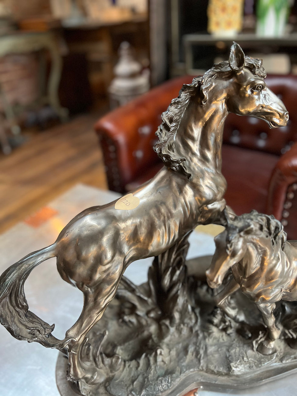 Thumbnail: Mare and Foal Bronzed Resin Figure