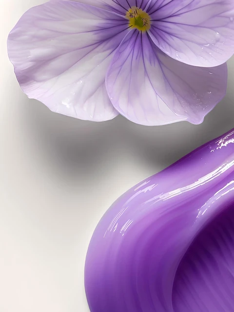 Vague de crème violette et pétale de pensée