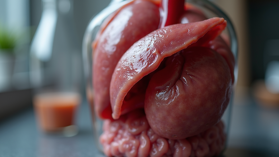 Close-up of liver anatomy model