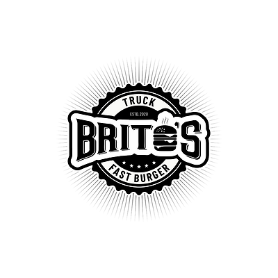 Logo no estilo emblema criado para a marca Britos. Versão mono