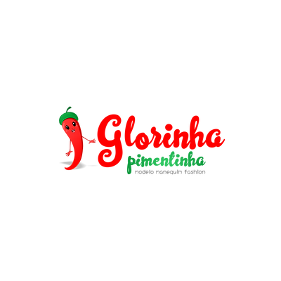 Logo no estilo símbolo e lettering criado para a marca Glorinha. Cores institucionais vermelho e verde.