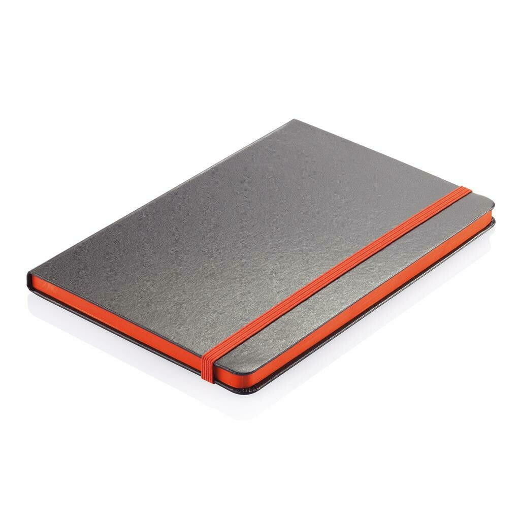 Santhome Sukh Hardcover A5 Ruled PVC Notebook Black-Orange