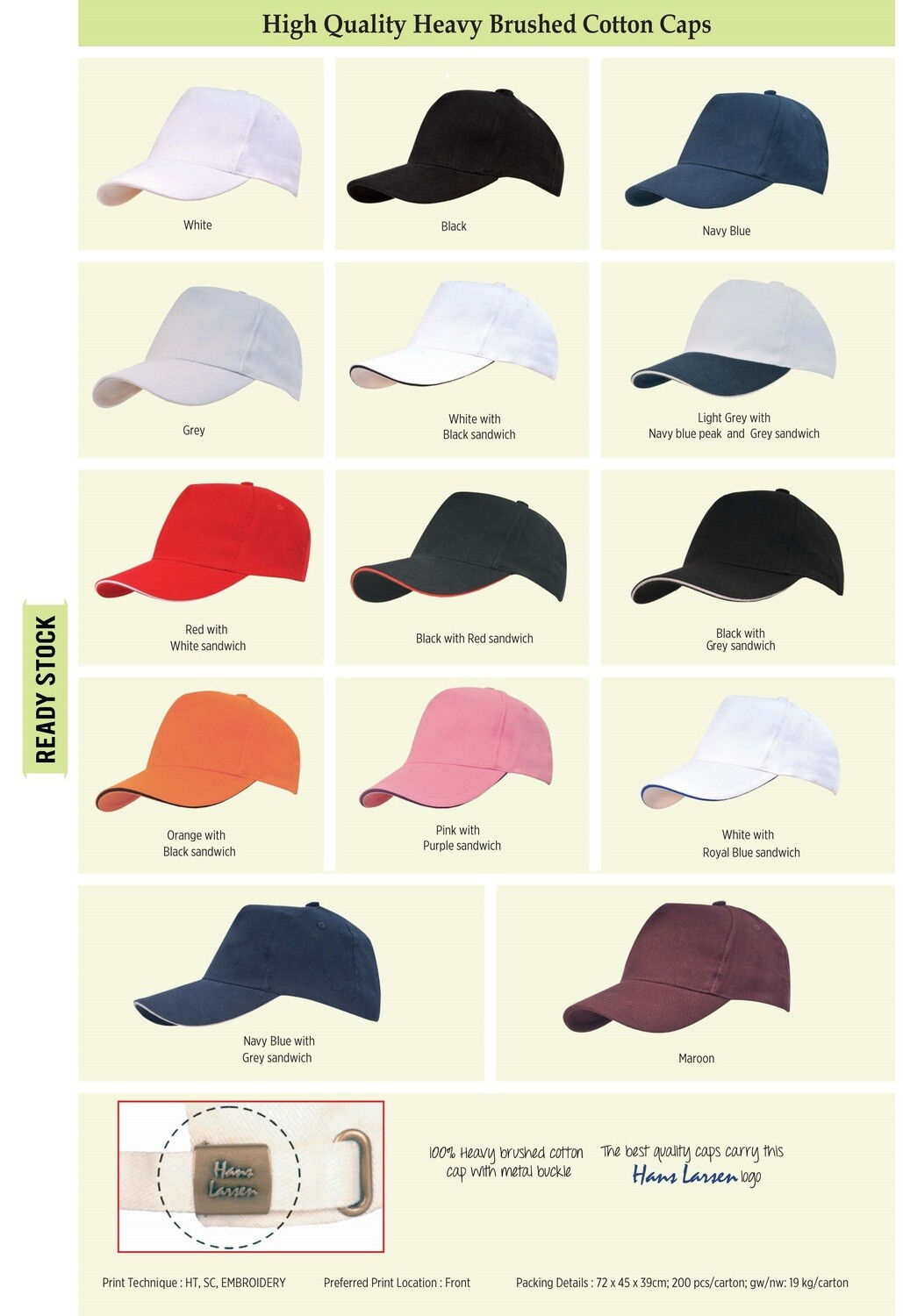 Hans Larsen Cotton Cap-White/Black