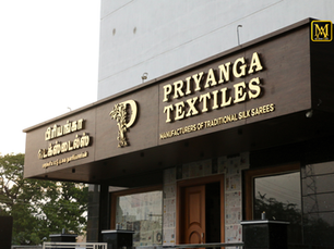 Premium SS Gold Letter Sign Board & Backlit Logo for Textile Showroom