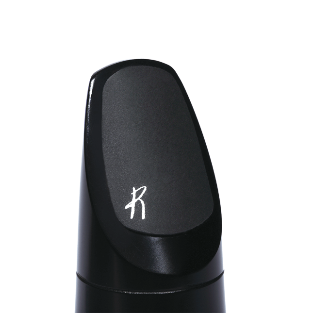 The Reserve Mouthpiece Patch pictured on a mouthpiece in black.