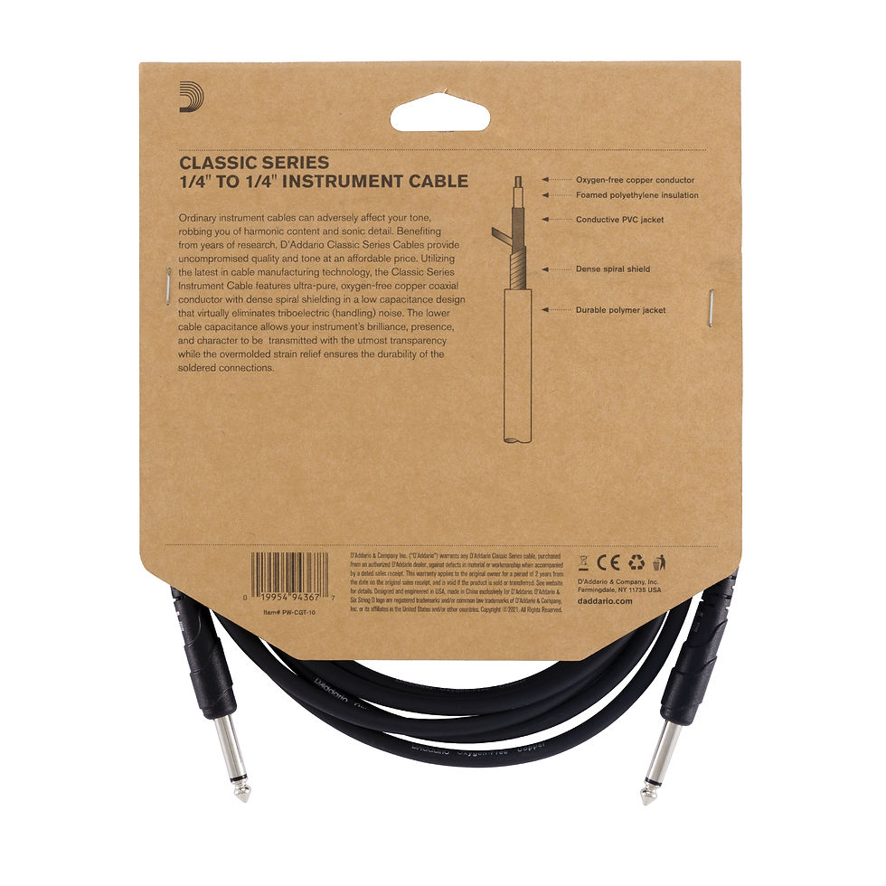 Miniatura: D'addario 20' guitar cable rear of cable packaging