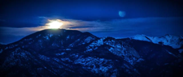 Winter moonrise over Sangre de Cristos