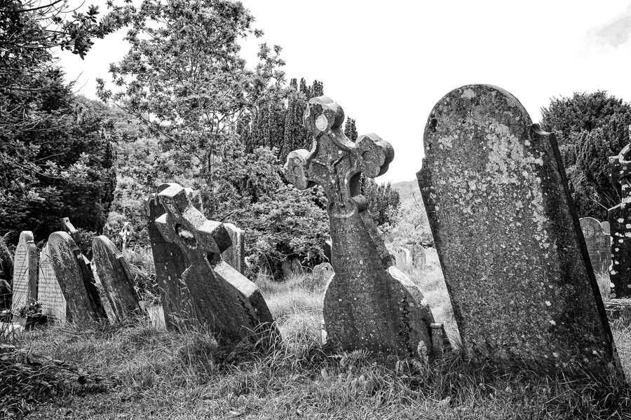 headstones at glendalough ireland