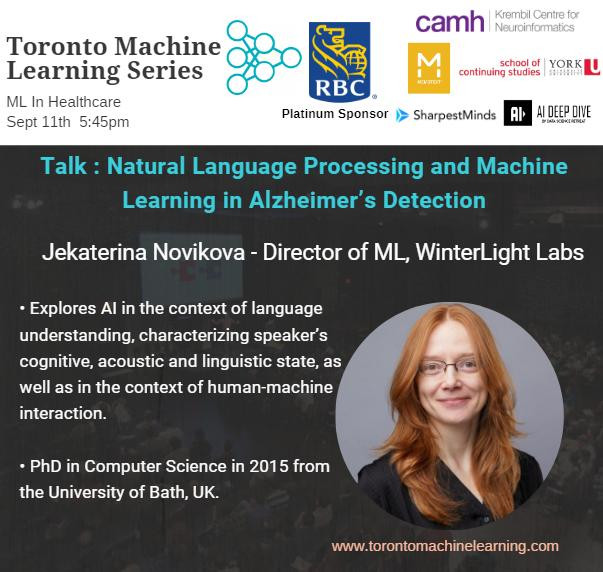 Come here from Jekaterina Novikova, PhD the Director of ML at WinterLight Labs on her talk about using human speech to detect cognitive impairments.