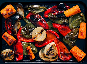 Roasted vegetables peppers carrots onions