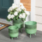 Thumbnail: Embossed Green Metal Planter with legs