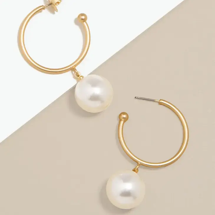 Pearl Bead Hoop Earring