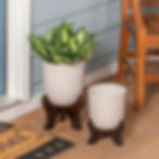 Thumbnail: White Metal Planter with Wooden Legs