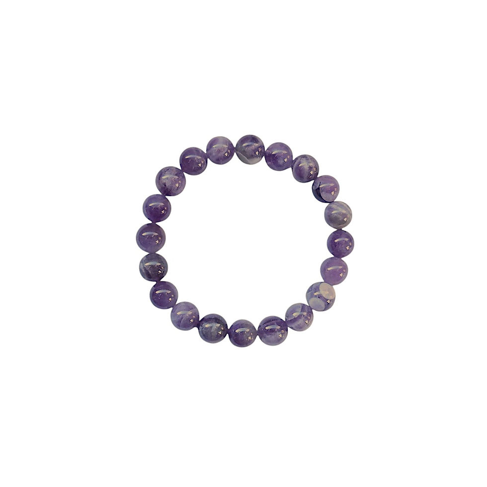 Miniature : Bracelet lithothérapie améthyste rubanée 10mm pour calme, équilibre émotionnel et relaxation