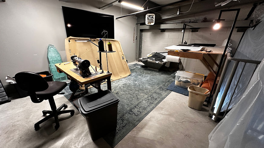 Sewing area of our upholstery shop.