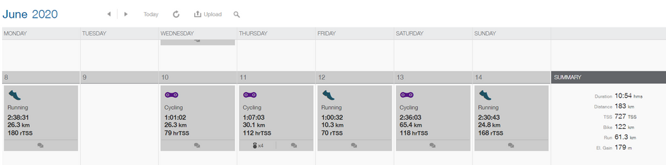 Jurnal antrenament 8-14 iunie