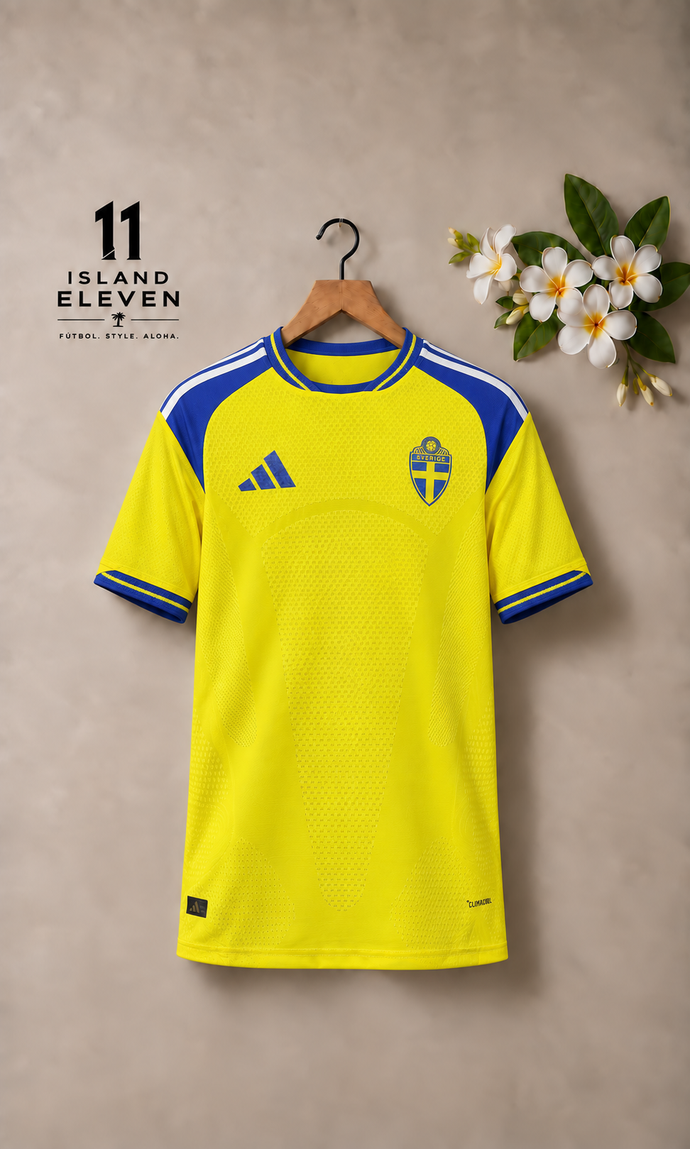 Front view of Sweden Home Jersey