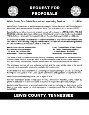 REQUEST FOR PROPOSAL - Winter Storm Fern Debris Removal and Monitoring Services