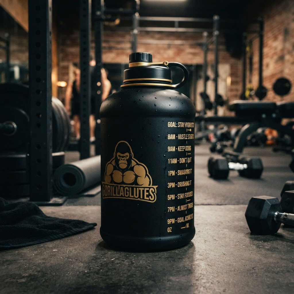 GorillaGlutes Gallon Water Jug - Black & Gold