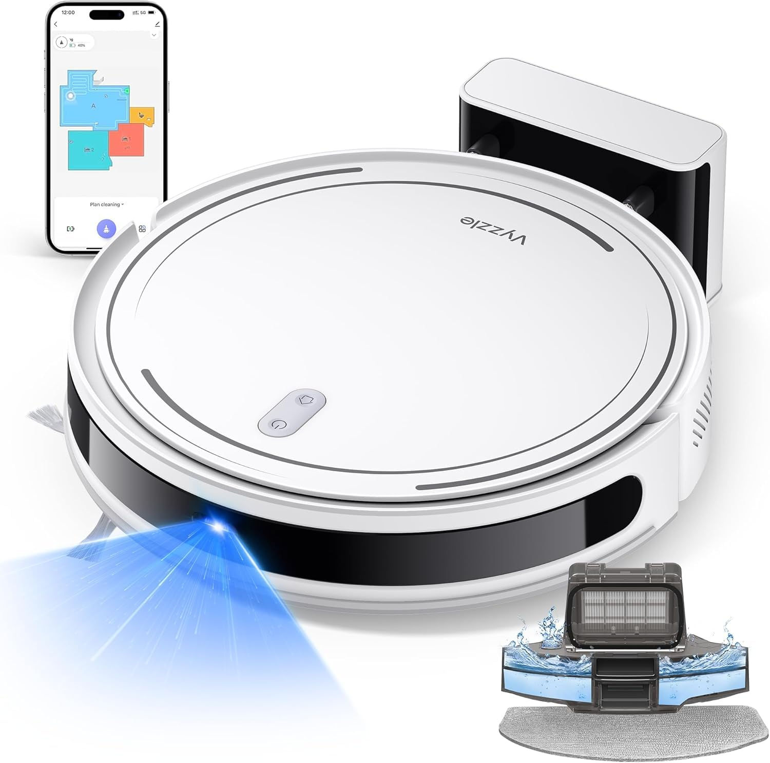 Vyzzle Robot Vacuum and Mop - 5000Pa Strong Suction Robot Vacuum 3 in 1 Lidar Na