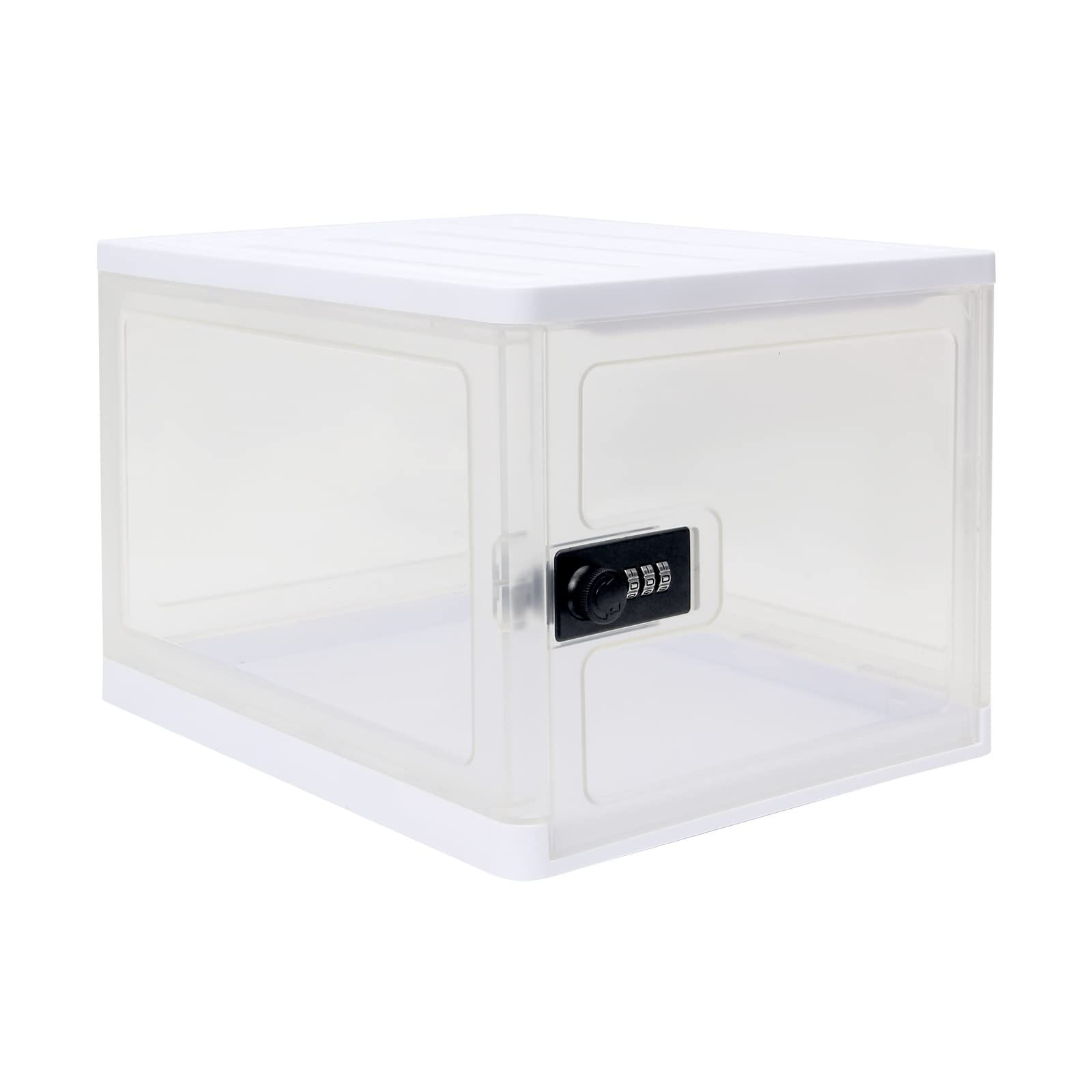 GIIYAA Clear Lockable Storage Box for Food,Tech and Home Safety Medicine Lock Bo