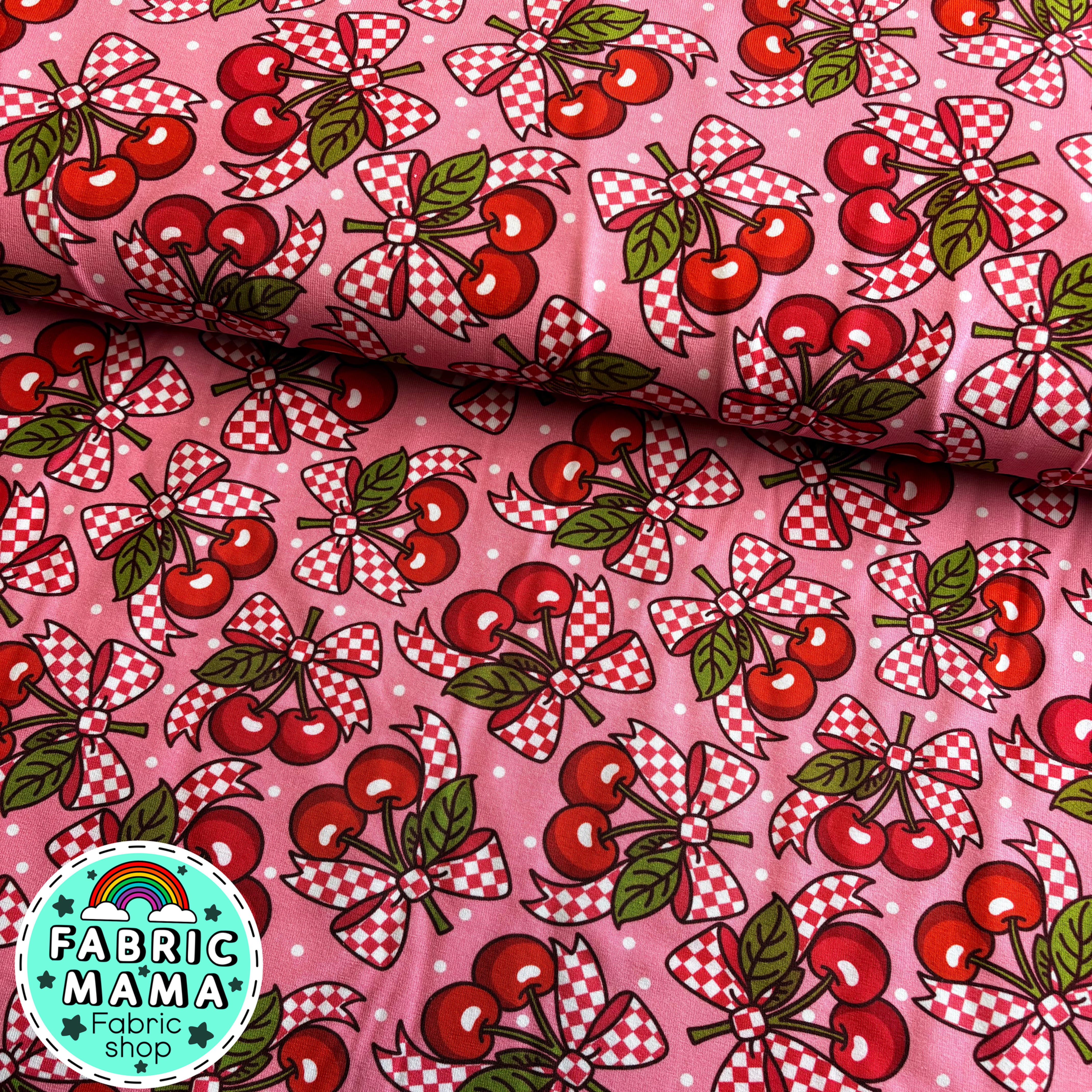 Checked cherries - Premium cotton lycra