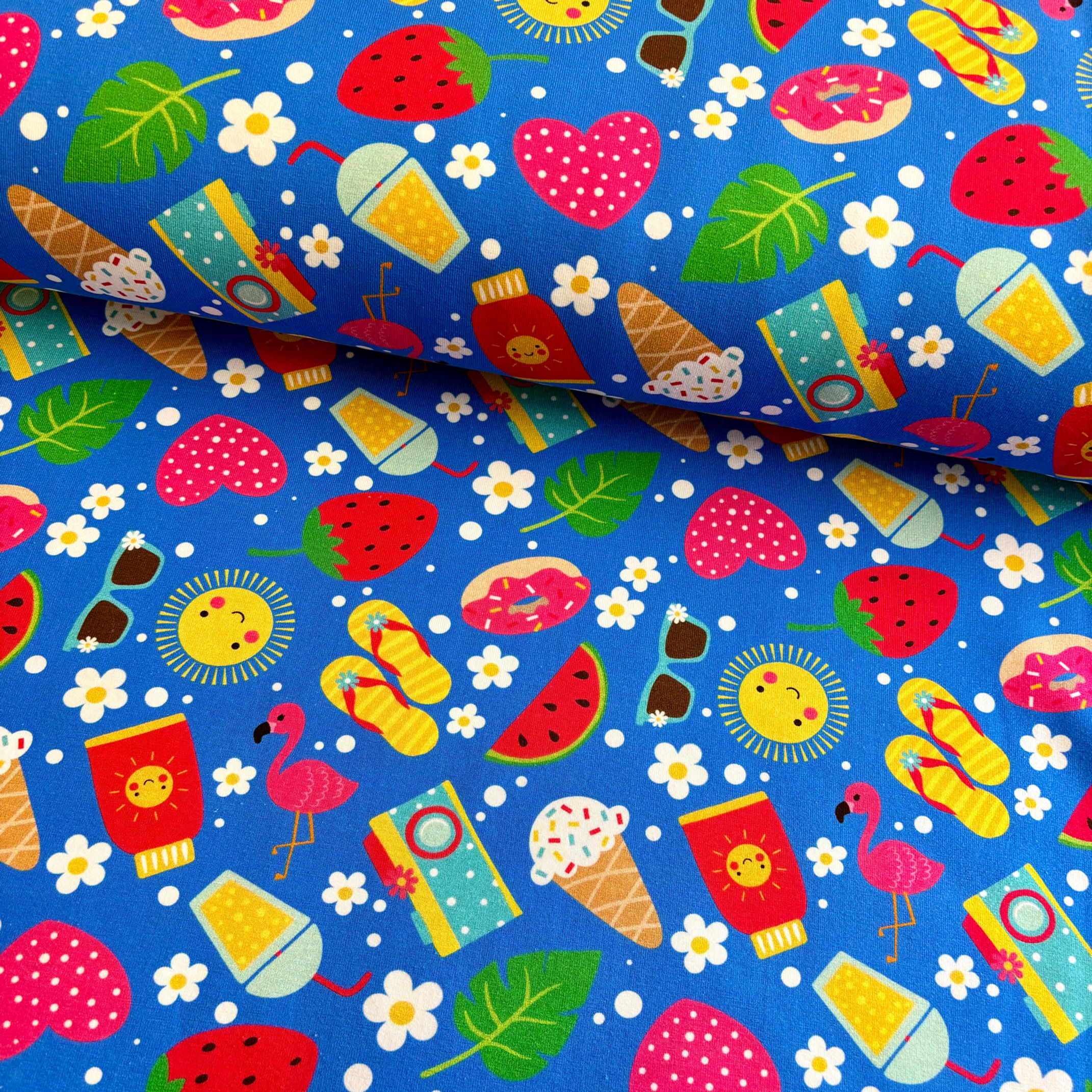 Tutti fruti summer Premium Cotton Lycra Jersey Fabric – Kids Stretch Fabric UK