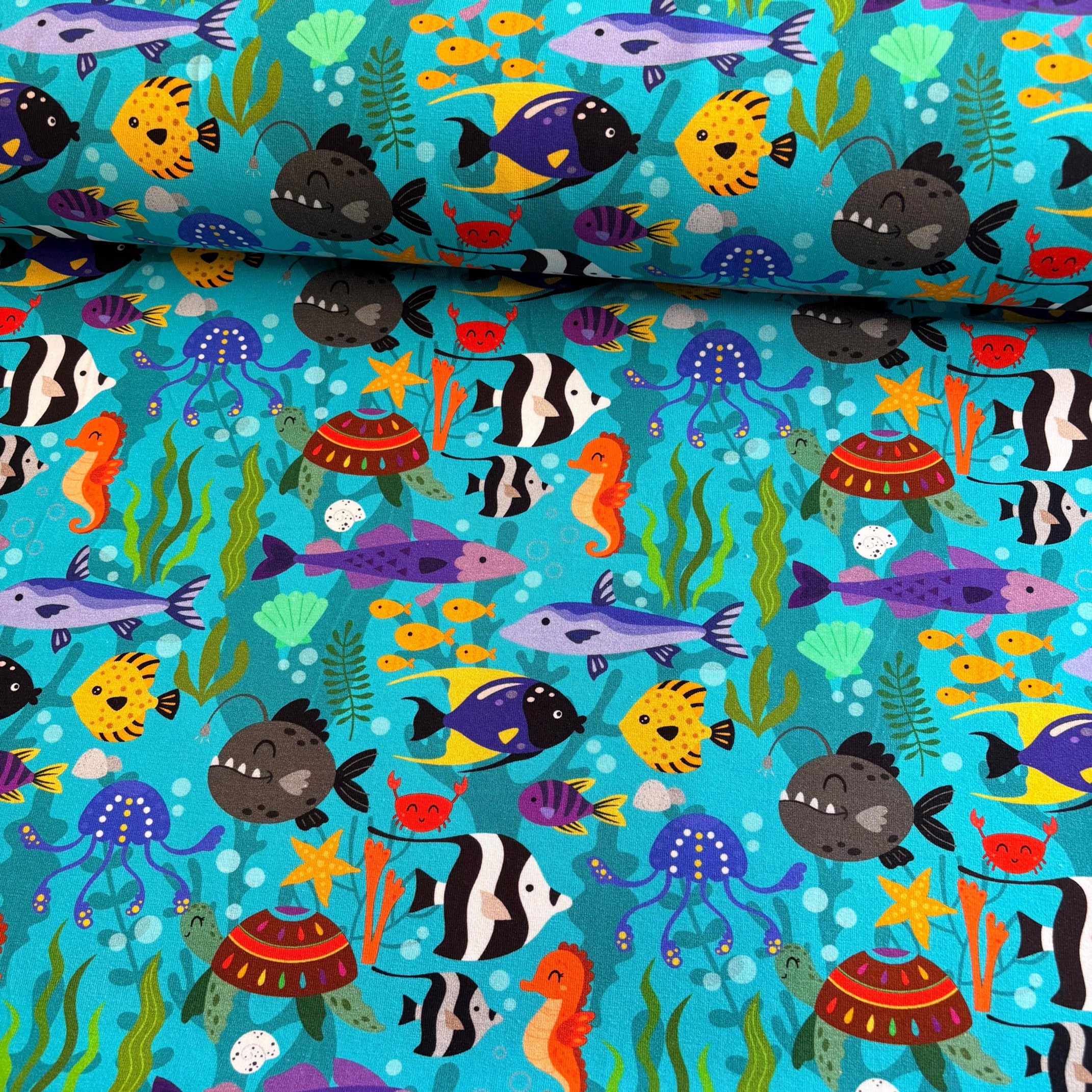 Beneath the blue Premium Cotton Lycra Jersey Fabric – Kids Stretch Fabric UK