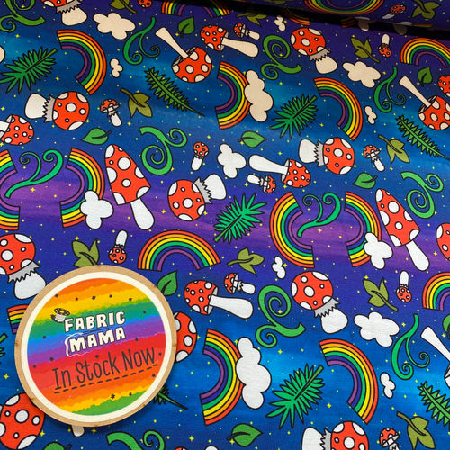 Mystic mushies Premium cotton lycra Fabric Mama by Desig