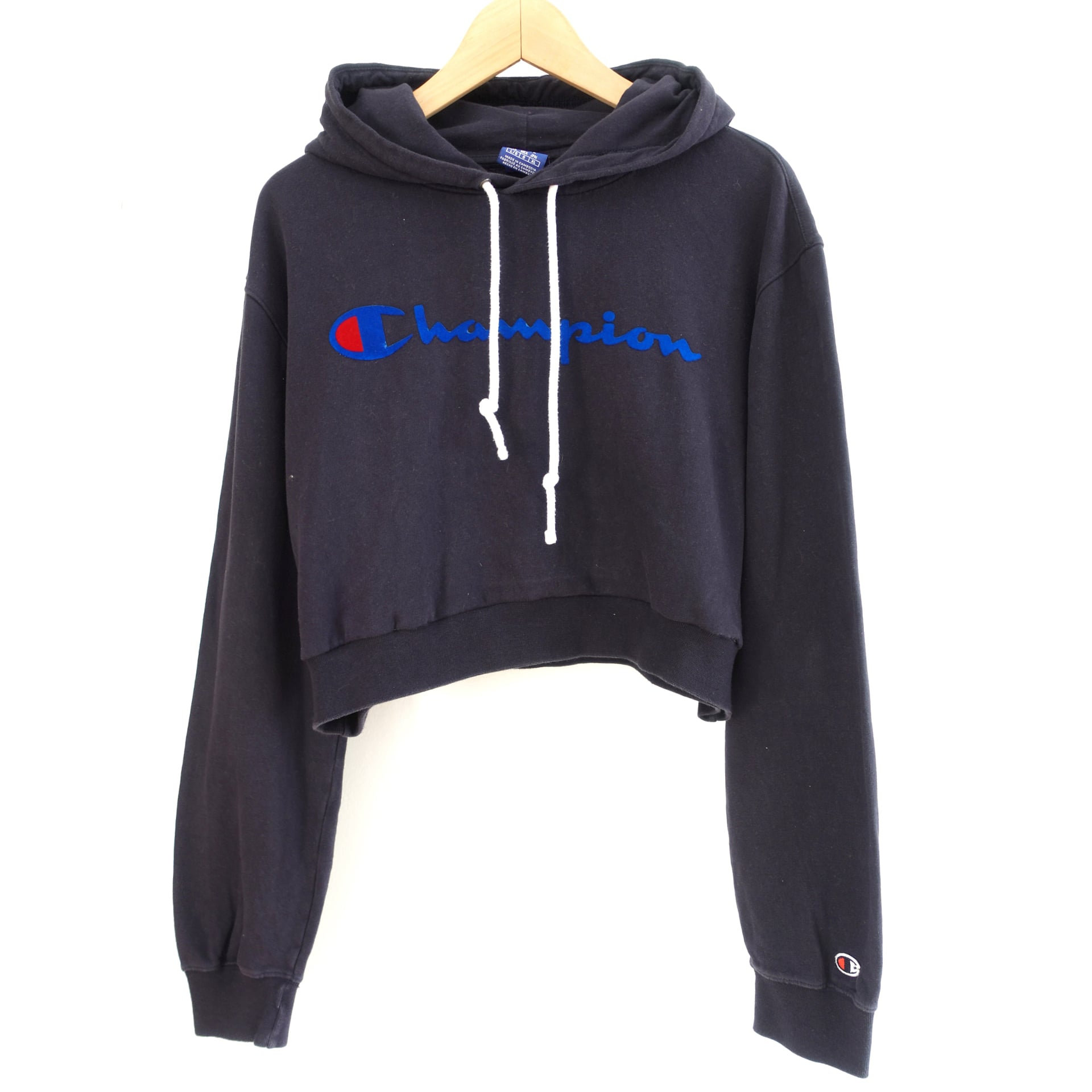 champion sudadera logo sleeve crop