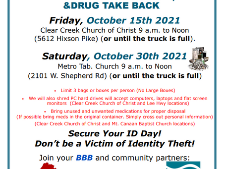 *FREE* Shredding, Electronic Recycling & Drug Take Back Events!