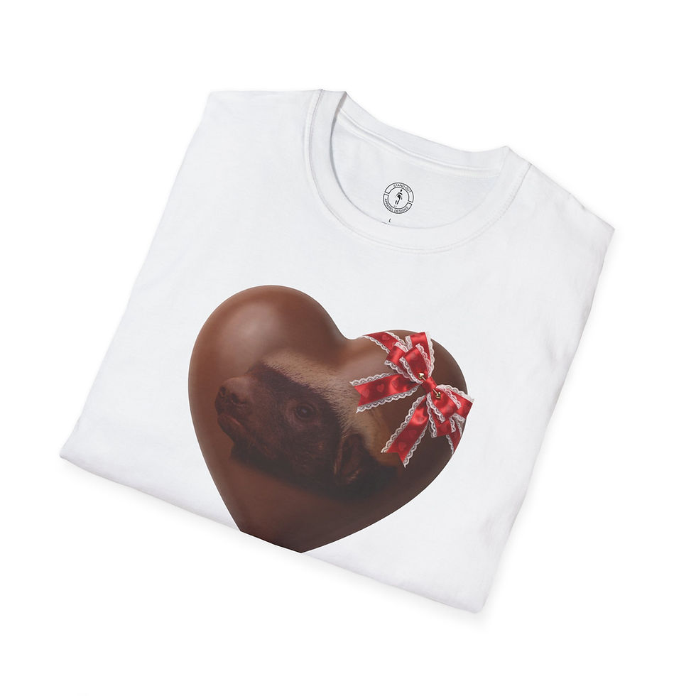 Miniatura: Chocolate Honey Badger Heart Tee — Valentine's Day Gift T‑Shirt