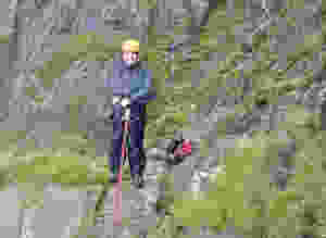 Chris abseiling from Seniors Direct route.